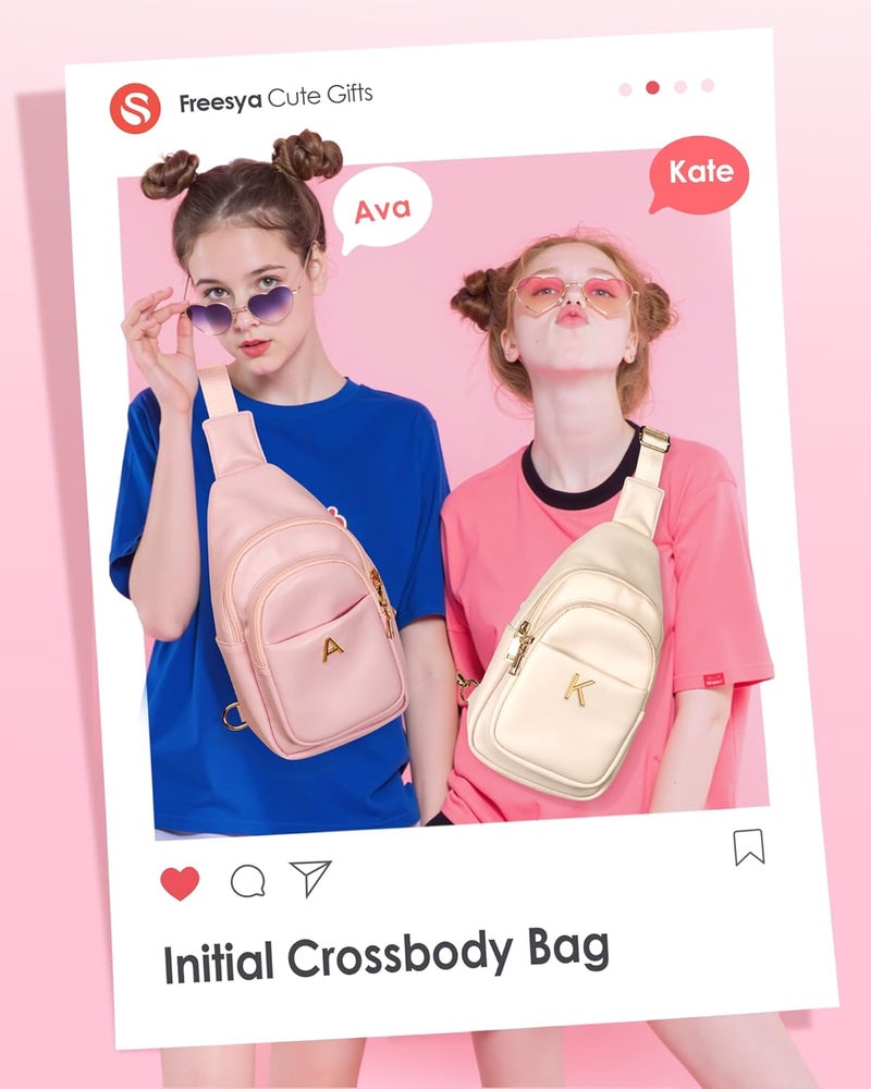 Freesya Store Birthday Gifts for Women Teen Girls, Initial Crossbody Sling Bag, Travel Purse for Women, Friends Sister Gifts - Image 2